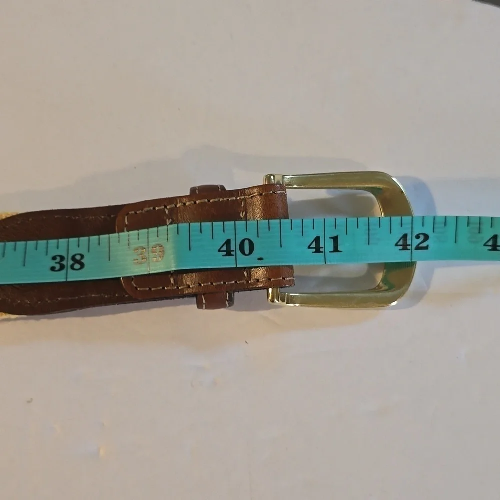 Torino Womens Yellow belt with brown leather ENDS Gold Buckle Sz.L